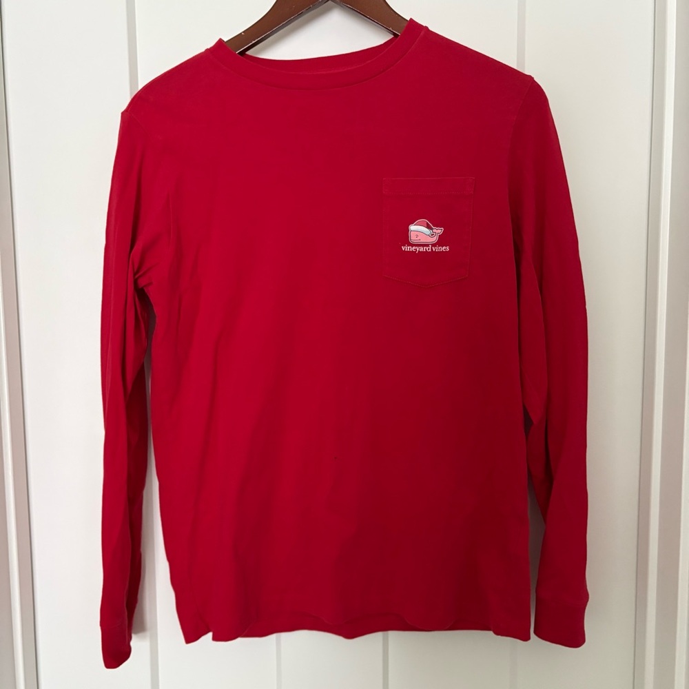 Vineyard Vines Boys Red Christmas holiday long sleeve Tee - L Large - 18 - EUC